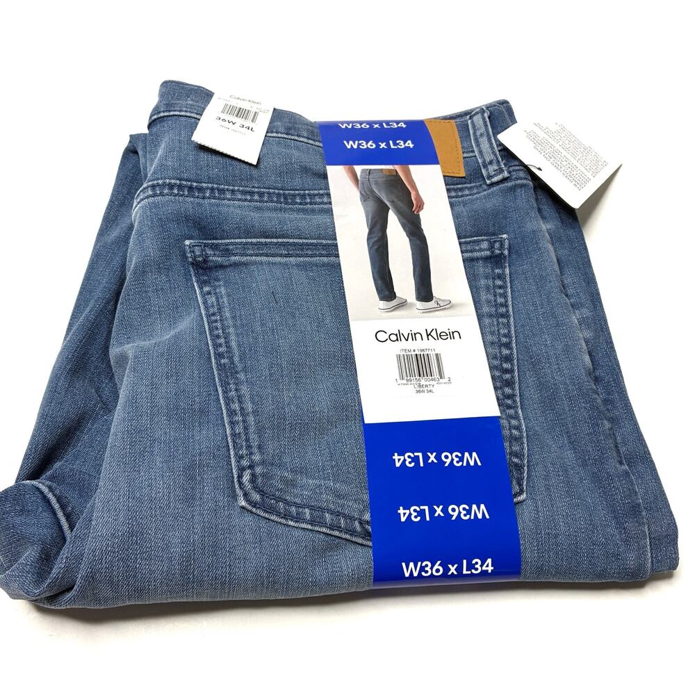 Calvin Klein Light Wash Straight Jeans Cotton Blend NWT Mens 36W X 34L